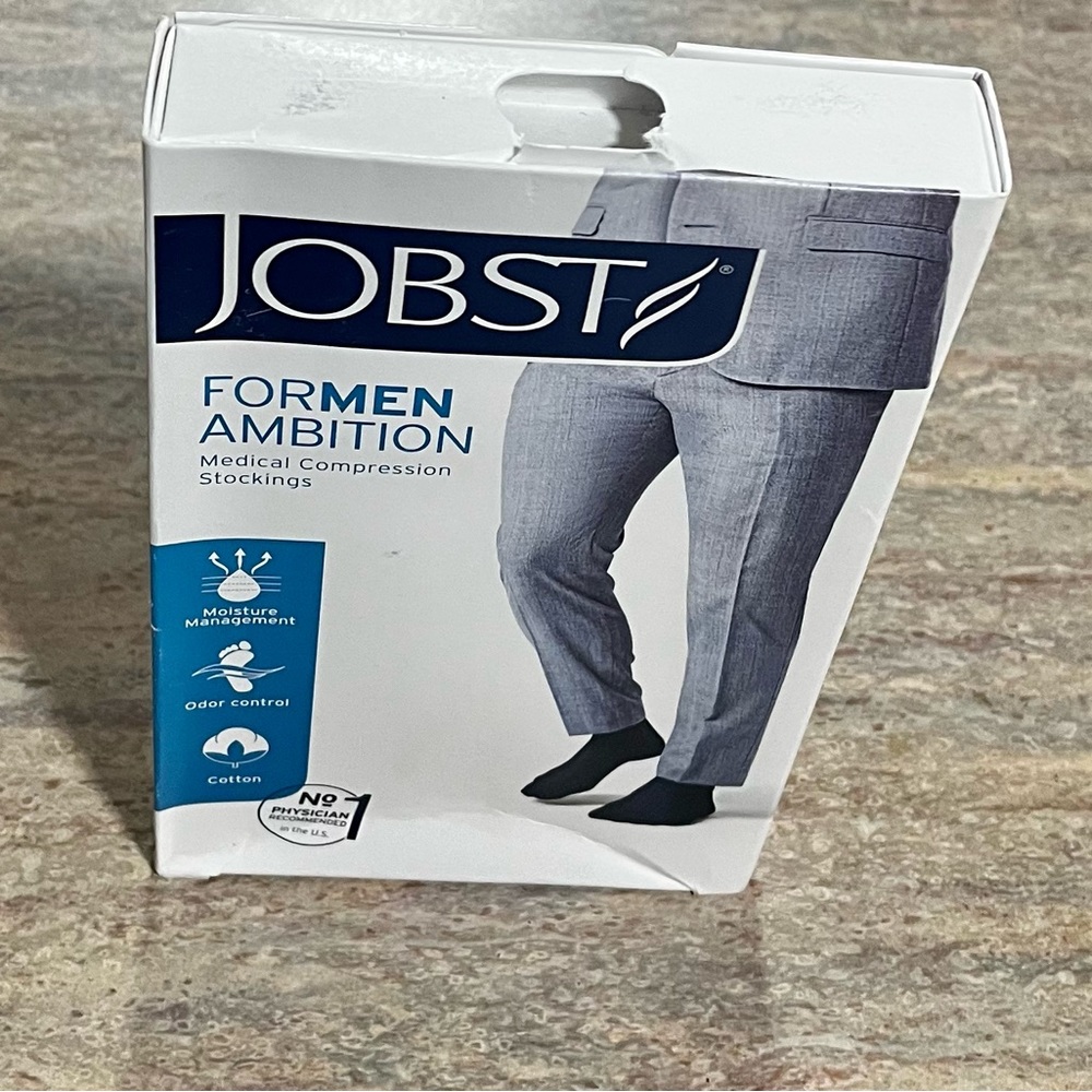 JOBST For Men Ambition Black knee Hi Light Ribbed Men's Compression Stockings